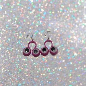 Handmade purple googly eye earrings!